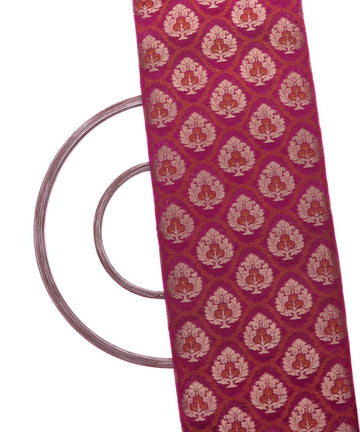 pink tree pattern chanderi silk fabric